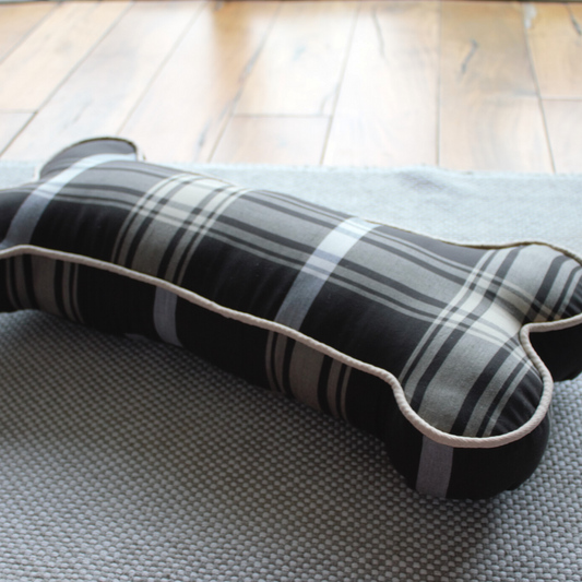 PM OAK Black & Beige Tartan Bone Pillow